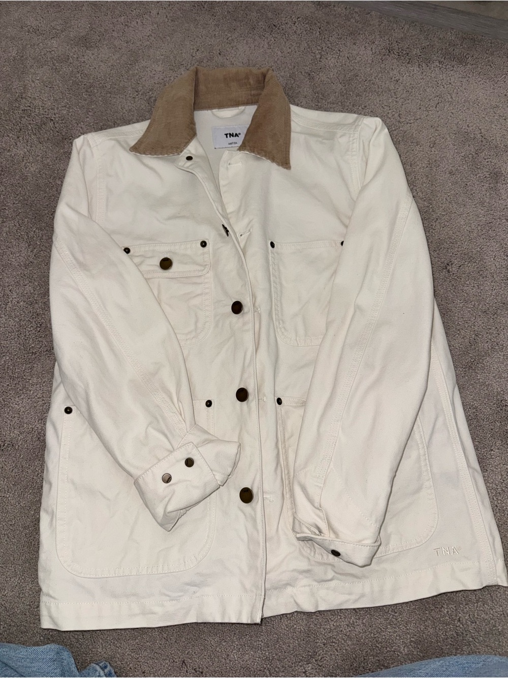 Aritzia Cream Utility Jacket with Tan Corduroy Collar
